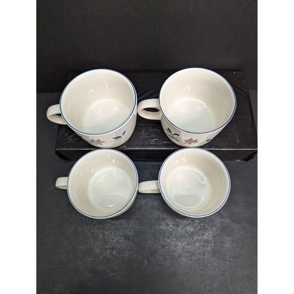 Vintage Newcor Stoneware Copenhagen Design 6 Oz Flat Coffee/Tea Cups Set of 4 - Picture 6 of 8